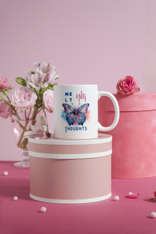 Melting Thoughts – White Ceramic Coffee Mug