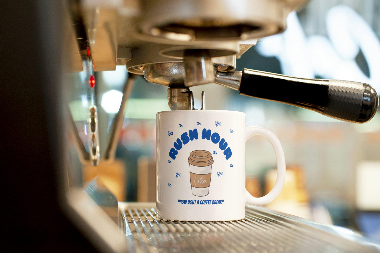 Rush Hour Brew Mug – “How Bout a Coffee Break?”