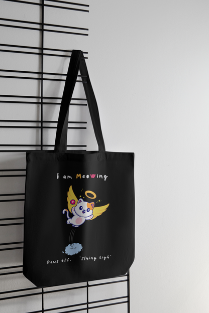Pawsitivity – Flying Kitty Tote Bag Zipper