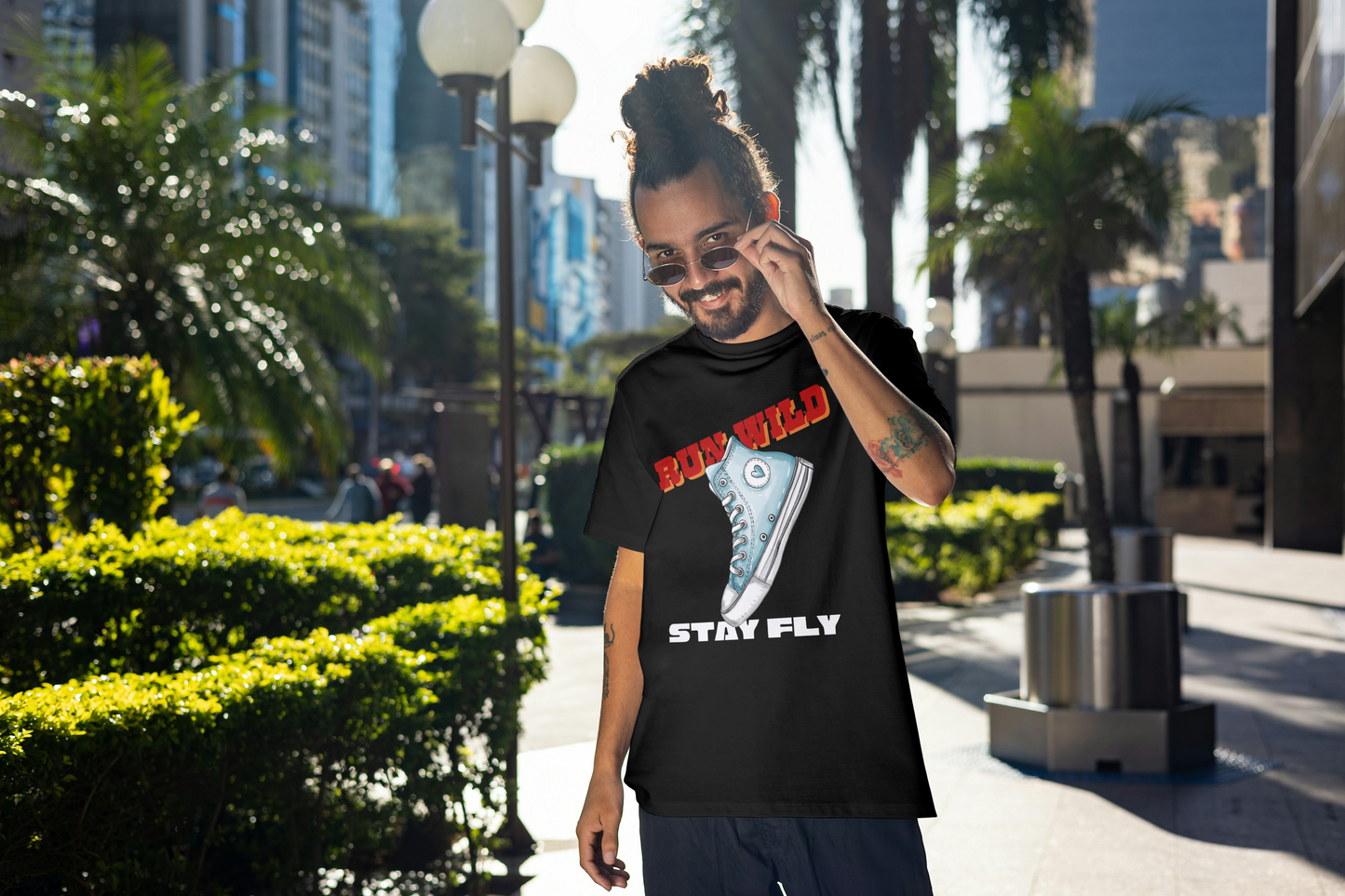 Run Wild, Stay Fly – Graphic Sneaker Men Cotton T-shirt