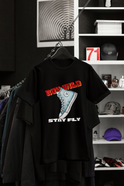 Run Wild, Stay Fly – Graphic Sneaker Men Cotton T-shirt