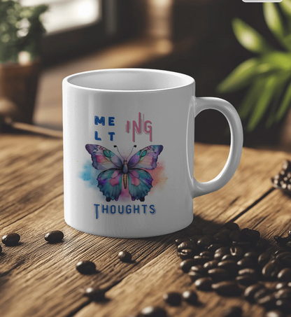 Melting Thoughts – White Ceramic Coffee Mug
