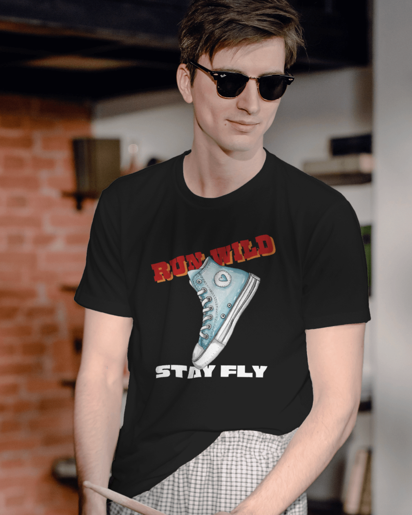 Run Wild, Stay Fly – Graphic Sneaker Men Cotton T-shirt