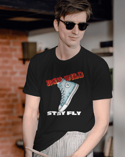 Run Wild, Stay Fly – Graphic Sneaker Men Cotton T-shirt