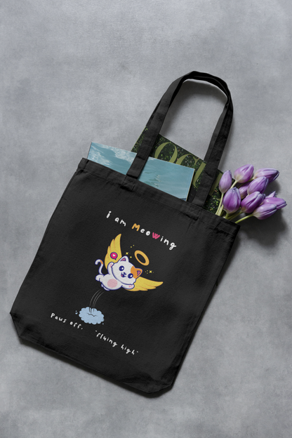 Pawsitivity – Flying Kitty Tote Bag Zipper