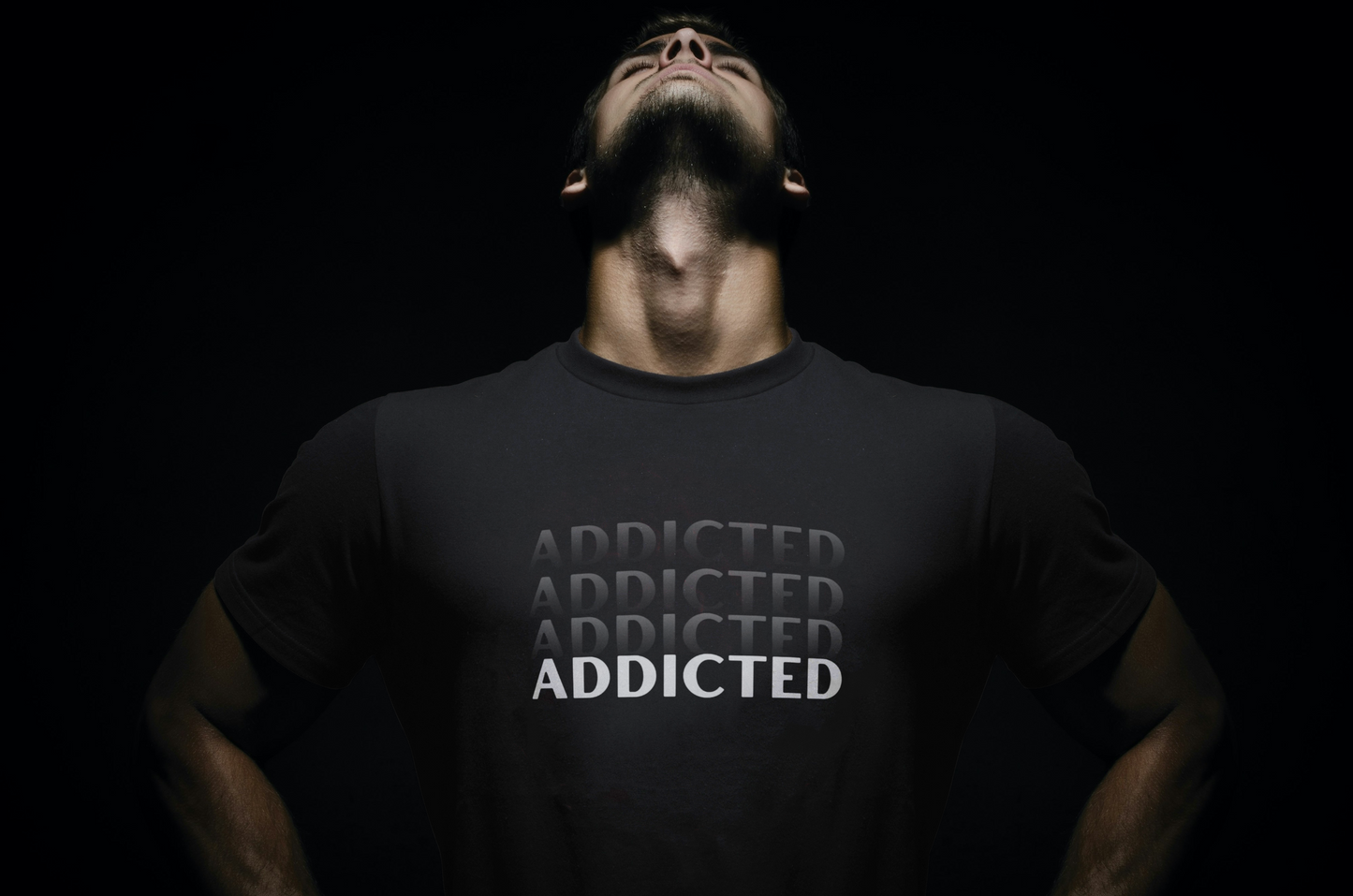 ADDICTED Gradient Text Men's Tee – Minimal Monochrome Edition